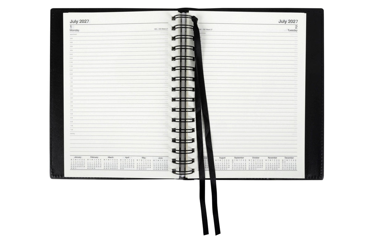 Cumberland Unbranded Wiro Diary 2027 A4 Day To A Page Black