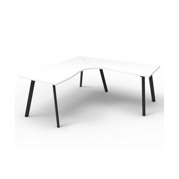 Rapidline Eternity Leg Corner Workstation 1500 x 1500 x 750mm Natural White / Black Satin