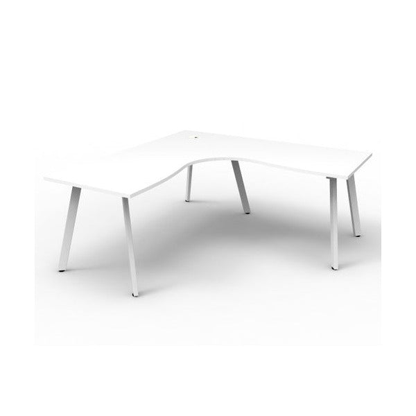 Rapidline Eternity Leg Corner Workstation 1800 x 1500 x 750mm Natural White / White Satin