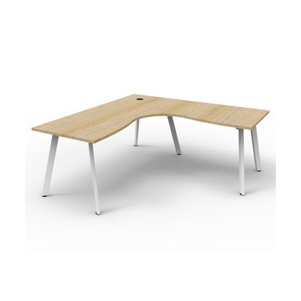 Rapidline Eternity Leg Corner Workstation 1800 x 1800 x 750mm Natural Oak / White Satin