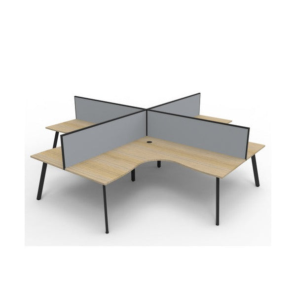 Rapidline Eternity Leg Corner Workstation 1800 x 1500 x 750mm with Screen Natural Oak / Black Satin