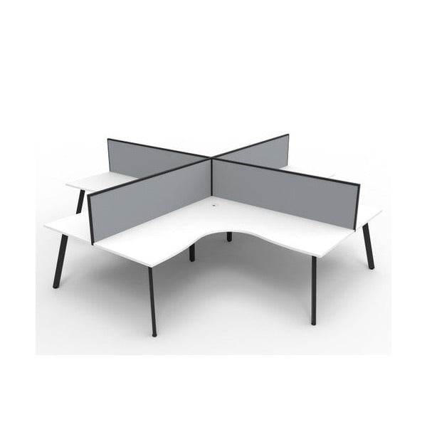 Rapidline Eternity Leg Corner Workstation 1800 x 1500 x 750mm with Screen Natural White / Black Satin