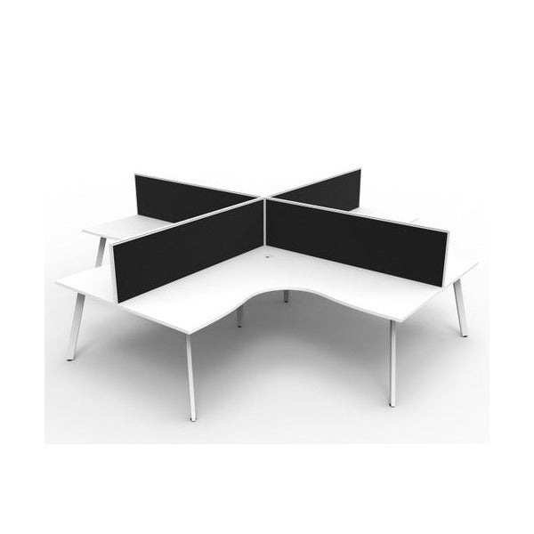 Rapidline Eternity Leg Corner Workstation 1800 x 1500 x 750mm with Screen Natural White / White Satin