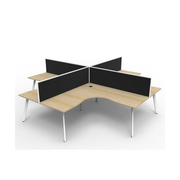 Rapidline Eternity Leg Corner Workstation 1800 x 1800 x 750mm with Screen Natural Oak / White Satin