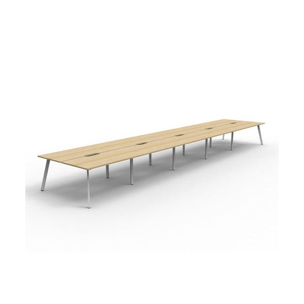 Rapidline Eternity Back to Back 10 Person Workstation 1200 x 750mm Natural Oak / White Satin