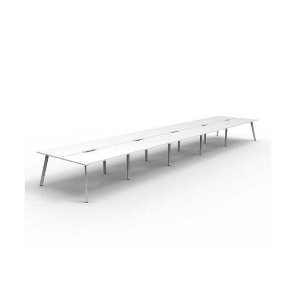Rapidline Eternity Back to Back 10 Person Workstation 1200 x 750mm Natural White / White Satin