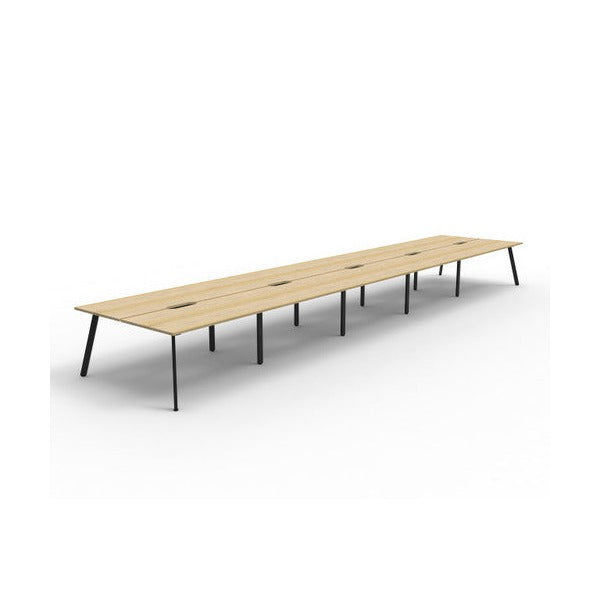 Rapidline Eternity Back to Back 10 Person Workstation 1500 x 750mm Natural Oak / Black Satin