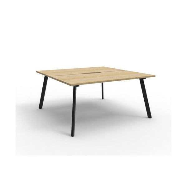 Rapidline Eternity Back to Back 2 Person Workstation 1500 x 750mm Natural Oak / Black Satin