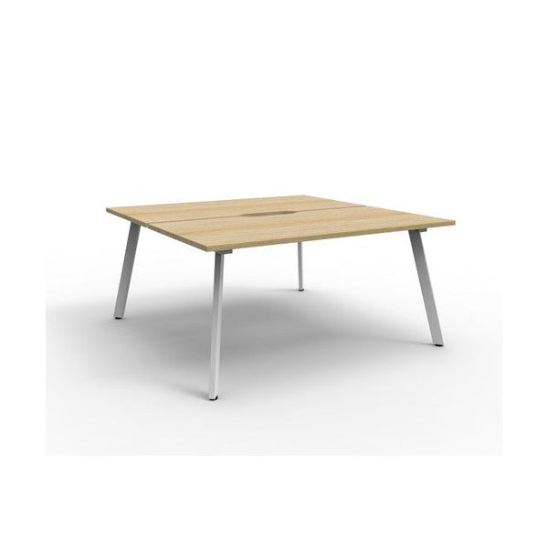 Rapidline Eternity Back to Back 2 Person Workstation 1500 x 750mm Natural Oak / White Satin