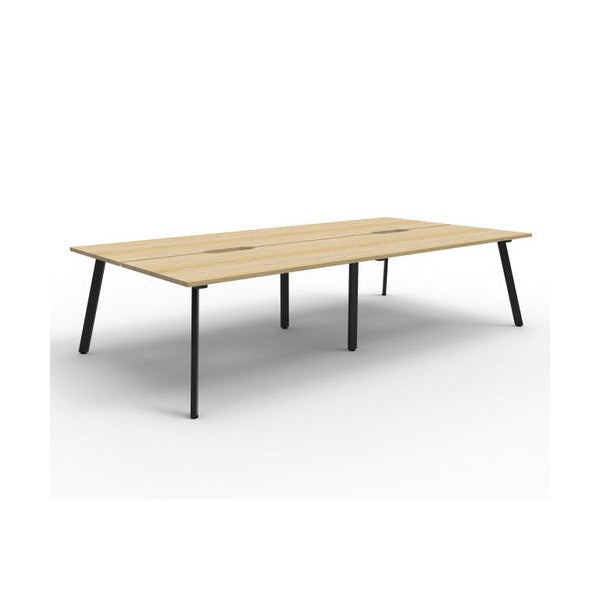 Rapidline Eternity Back to Back 4 Person Workstation 1200 x 750mm Natural Oak / Black Satin