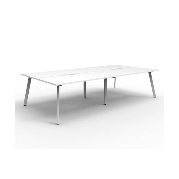 Rapidline Eternity Back to Back 4 Person Workstation 1200 x 750mm Natural White / White Satin