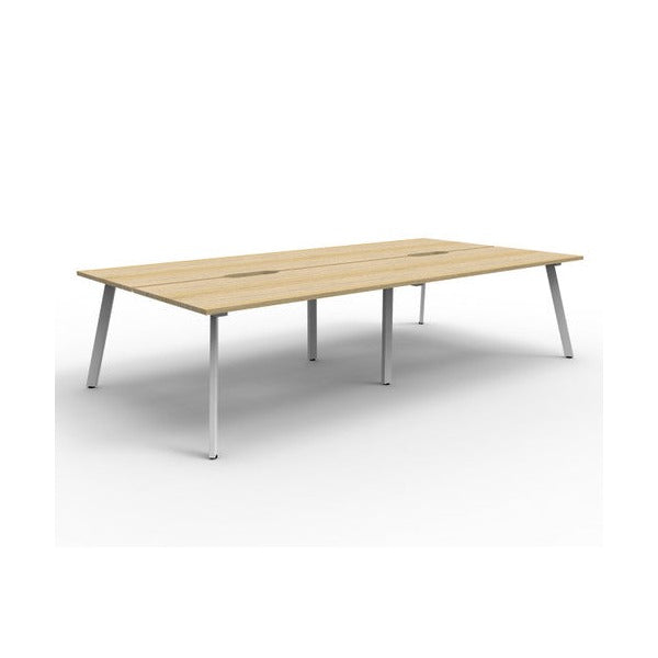 Rapidline Eternity Back to Back 4 Person Workstation 1500 x 750mm Natural Oak / White Satin