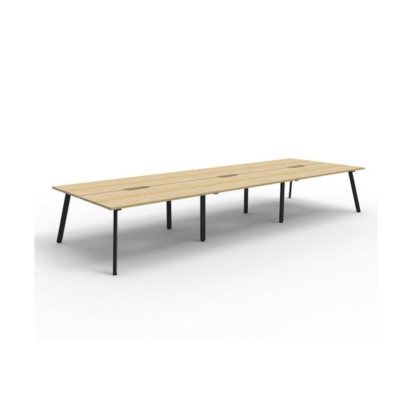 Rapidline Eternity Back to Back 6 Person Workstation 1500 x 750mm Natural Oak / Black Satin