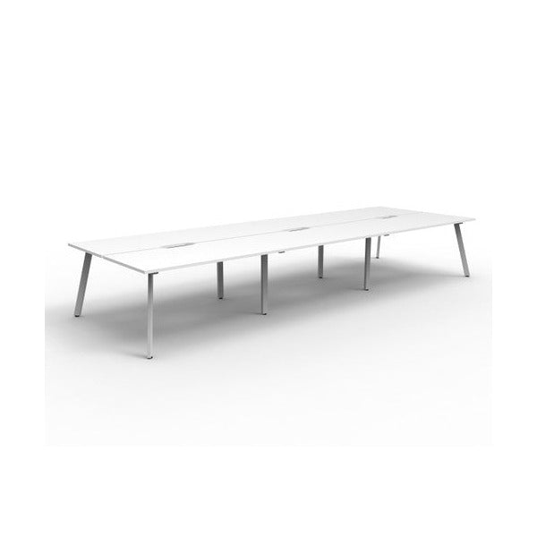 Rapidline Eternity Back to Back 6 Person Workstation 1500 x 750mm Natural White / White Satin