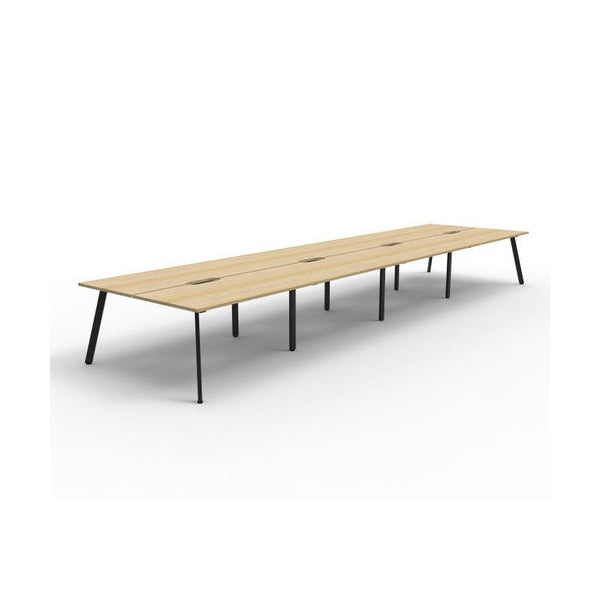 Rapidline Eternity Back to Back 8 Person Workstation 1500 x 750mm Natural Oak / Black Satin
