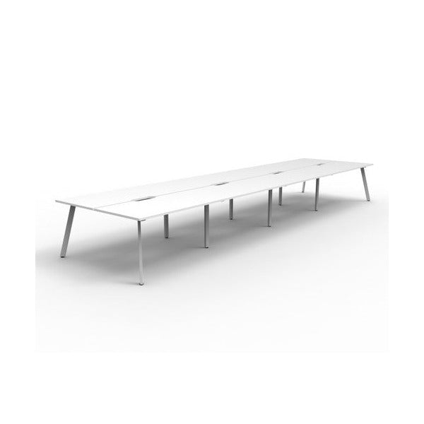 Rapidline Eternity Back to Back 8 Person Workstation 1500 x 750mm Natural White / White Satin