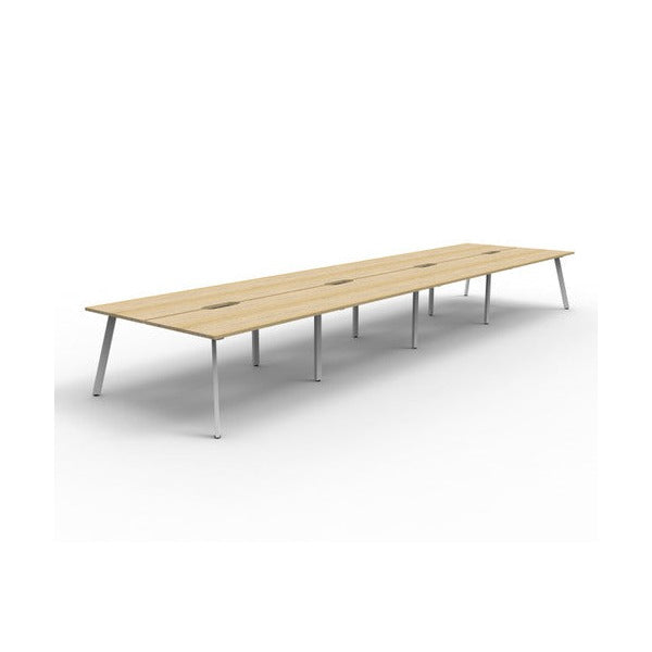 Rapidline Eternity Back to Back 8 Person Workstation 1800 x 750mm Natural Oak / White Satin