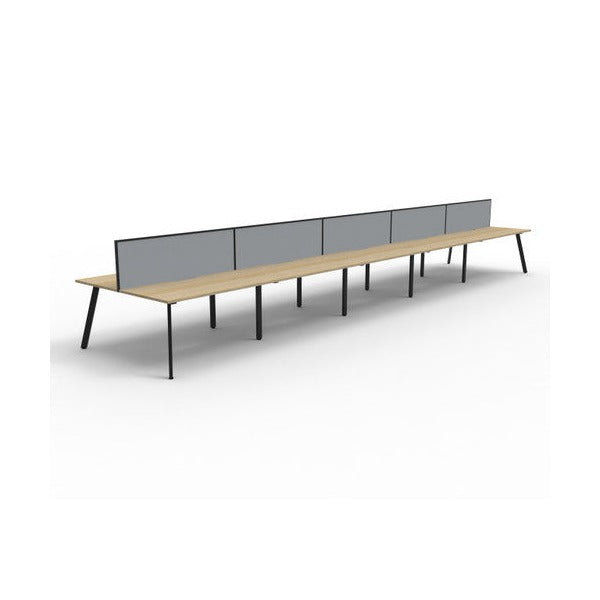Rapidline Eternity Back to Back 10 Person Workstation 1200 x 750mm with Screen Natural Oak / Black Satin