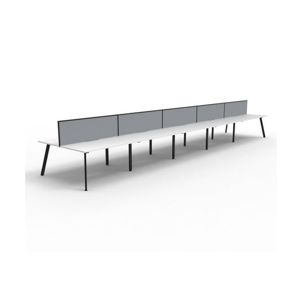 Rapidline Eternity Back to Back 10 Person Workstation 1500 x 750mm with Screen Natural White / Black Satin