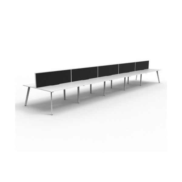 Rapidline Eternity Back to Back 10 Person Workstation 1800 x 750mm with Screen Natural White / White Satin