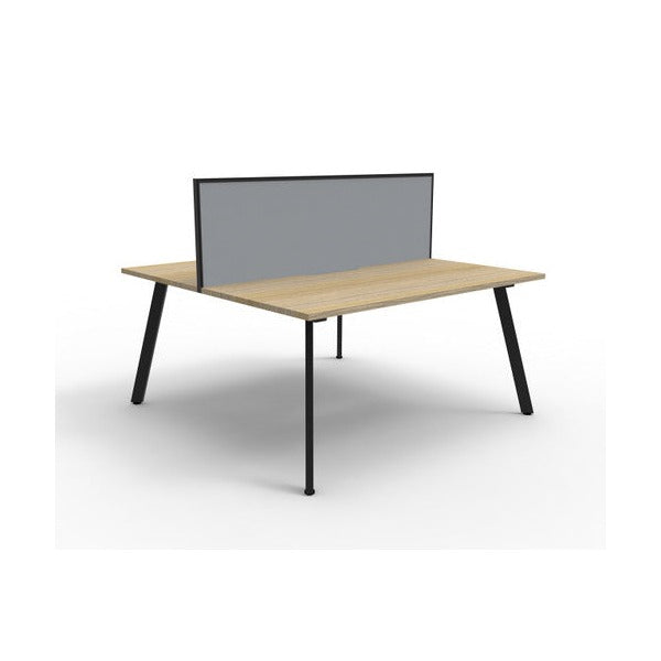 Rapidline Eternity Back to Back 2 Person Workstation 1500 x 750mm with Screen Natural Oak / Black Satin