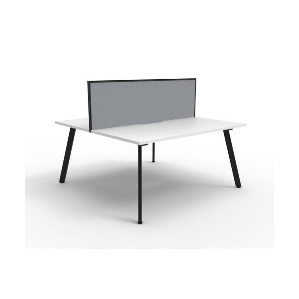 Rapidline Eternity Back to Back 2 Person Workstation 1500 x 750mm with Screen Natural White / Black Satin