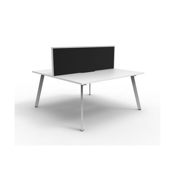 Rapidline Eternity Back to Back 2 Person Workstation 1500 x 750mm with Screen Natural White / White Satin
