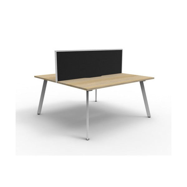Rapidline Eternity Back to Back 2 Person Workstation 1800 x 750mm with Screen Natural Oak / White Satin