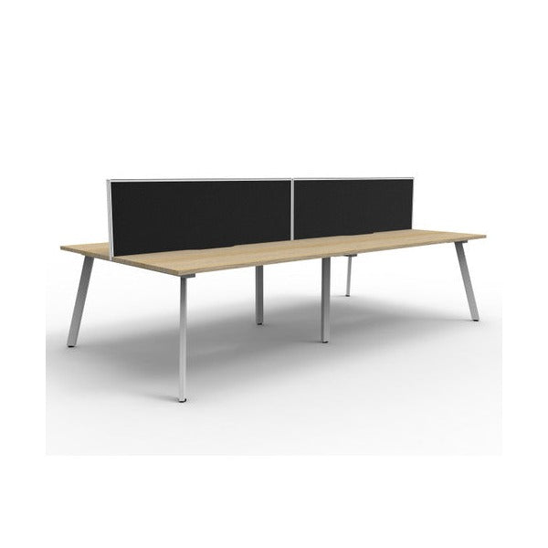Rapidline Eternity Back to Back 4 Person Workstation 1200 x 750mm with Screen Natural Oak / White Satin