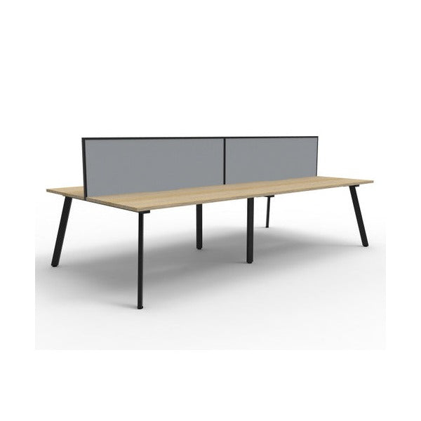Rapidline Eternity Back to Back 4 Person Workstation 1500 x 750mm with Screen Natural Oak / Black Satin
