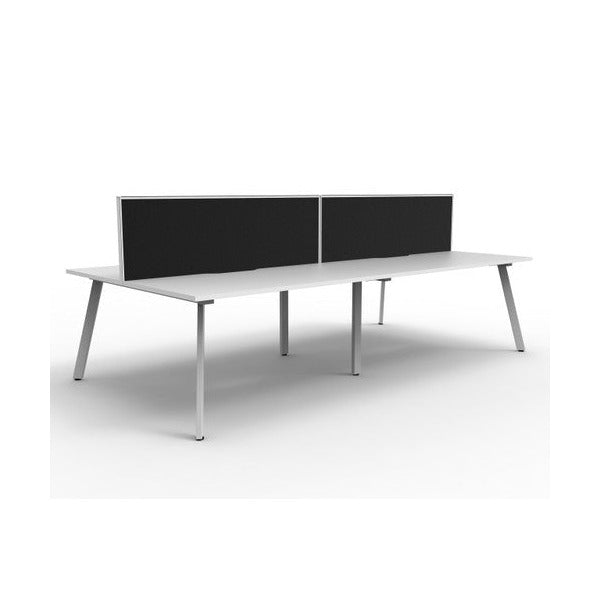 Rapidline Eternity Back to Back 4 Person Workstation 1500 x 750mm with Screen Natural White / White Satin