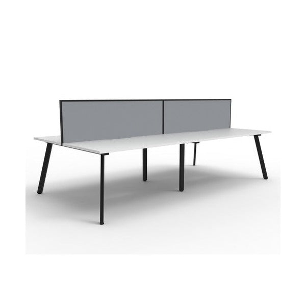 Rapidline Eternity Back to Back 4 Person Workstation 1800 x 750mm with Screen Natural White / Black Satin
