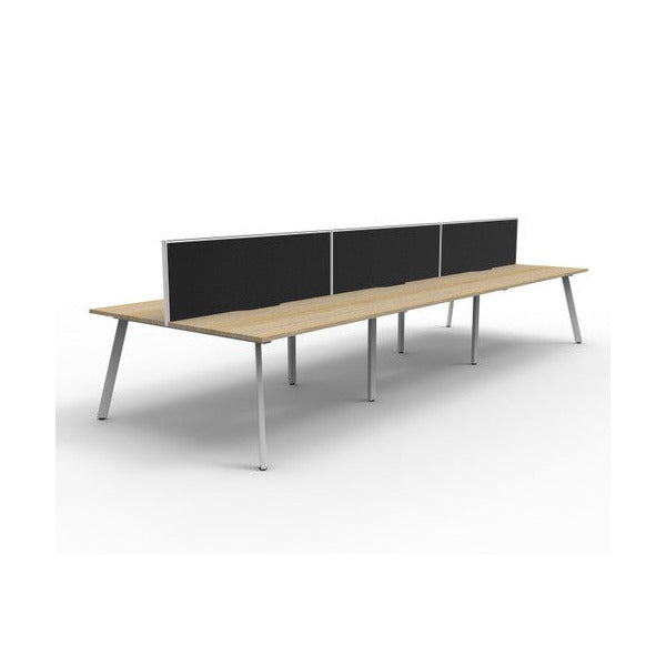 Rapidline Eternity Back to Back 6 Person Workstation 1200 x 750mm with Screen Natural Oak / White Satin