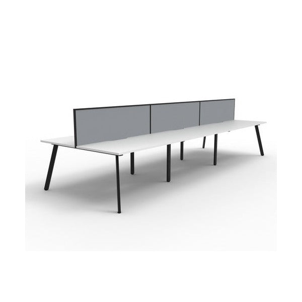 Rapidline Eternity Back to Back 6 Person Workstation 1200 x 750mm with Screen Natural White / Black Satin
