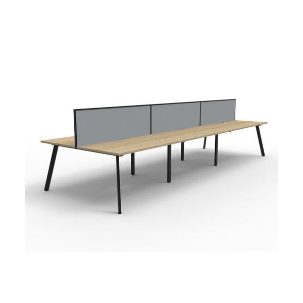 Rapidline Eternity Back to Back 6 Person Workstation 1500 x 750mm with Screen Natural Oak / Black Satin