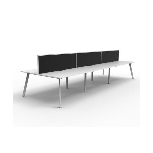 Rapidline Eternity Back to Back 6 Person Workstation 1800 x 750mm with Screen Natural White / White Satin
