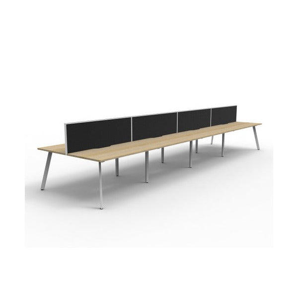 Rapidline Eternity Back to Back 8 Person Workstation 1200 x 750mm with Screen Natural Oak / White Satin