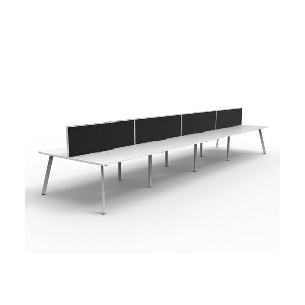 Rapidline Eternity Back to Back 8 Person Workstation 1200 x 750mm with Screen Natural White / White Satin