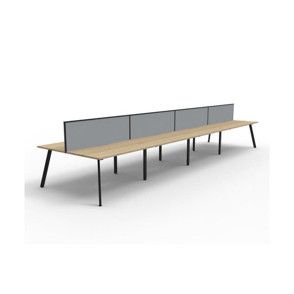 Rapidline Eternity Back to Back 8 Person Workstation 1500 x 750mm with Screen Natural Oak / Black Satin