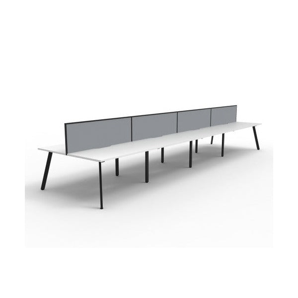 Rapidline Eternity Back to Back 8 Person Workstation 1800 x 750mm with Screen Natural White / Black Satin