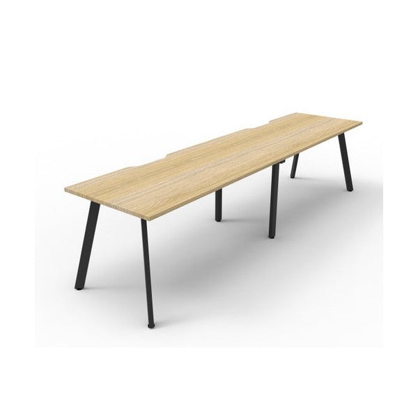 Rapidline Eternity Single Sided 2 Person Workstation 1200 x 750mm Natural Oak / Black Satin