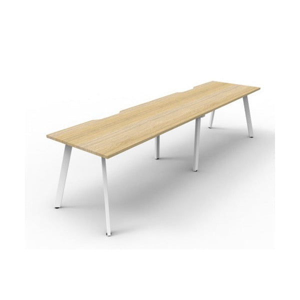 Rapidline Eternity Single Sided 2 Person Workstation 1200 x 750mm Natural Oak / White Satin