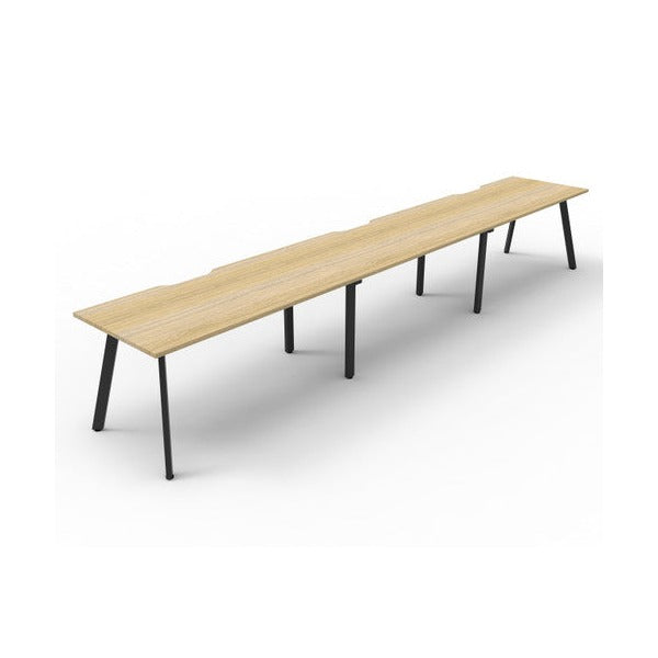 Rapidline Eternity Single Sided 3 Person Workstation 1800 x 750mm Natural Oak / Black Satin