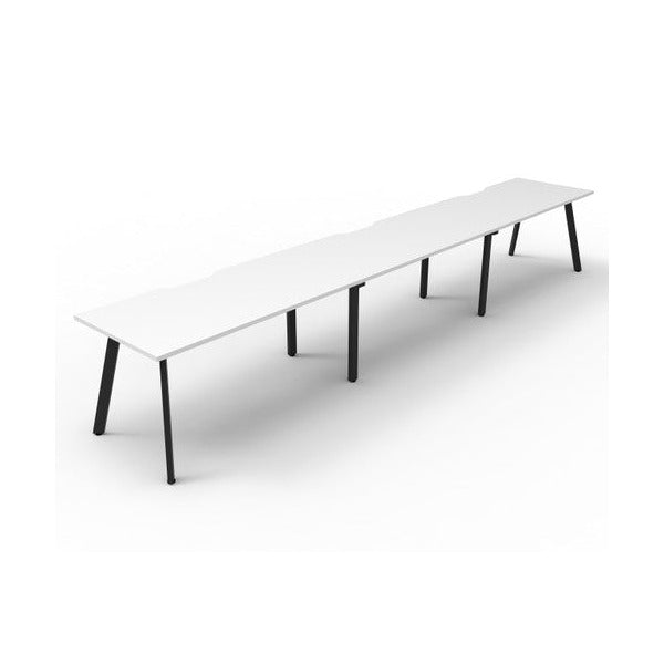 Rapidline Eternity Single Sided 3 Person Workstation 1800 x 750mm Natural White / Black Satin