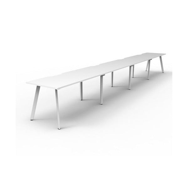 Rapidline Eternity Single Sided 4 Person Workstation 1200 x 750mm Natural White / White Satin