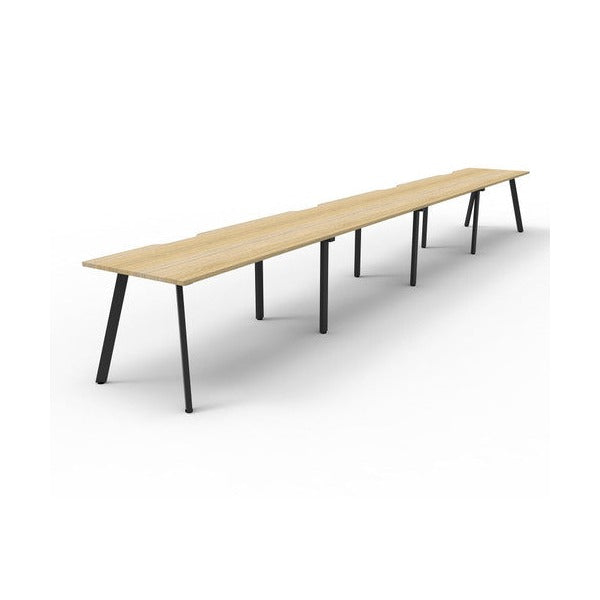 Rapidline Eternity Single Sided 4 Person Workstation 1800 x 750mm Natural Oak / Black Satin