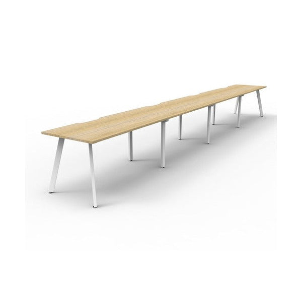 Rapidline Eternity Single Sided 4 Person Workstation 1800 x 750mm Natural Oak / White Satin