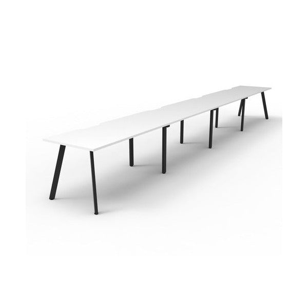 Rapidline Eternity Single Sided 4 Person Workstation 1800 x 750mm Natural White / Black Satin