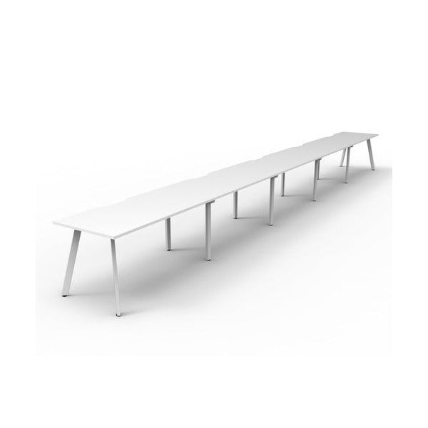 Rapidline Eternity Single Sided 5 Person Workstation 1200 x 750mm Natural White / White Satin