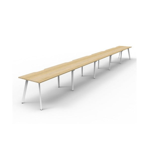 Rapidline Eternity Single Sided 5 Person Workstation 1800 x 750mm Natural Oak / White Satin